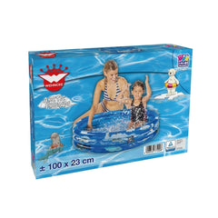 Happy People Arctic Friends Pool Three Rings packaging features vibrant floats and two people enjoying a pool scene.