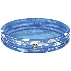 Happy People Arctic Friends Pool ring, glossy blue plastic with printed landscape and penguins in a circular design.