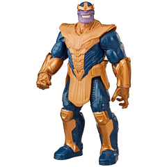 Marvel Avengers Titan Hero Thanos Deluxe action figure features a glossy plastic finish with gold and blue accents.