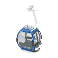 Blue gondola model by Jagerndorfer features a glossy plastic body, metallic top, transparent windows, and black interior comp