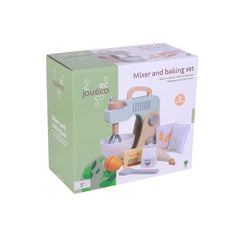 Johntoy 10-piece mixer set in green cardboard packaging with colorful printed text in white, black, and orange.