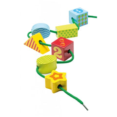 Johntoy - Wooden Blocks Lacing Set In Storage Box - Baby Activity Toys