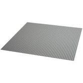 Gray LEGO® Classic baseplate measuring 14.5 inches square with 2,304 aligned studs, ideal for creative building and play.