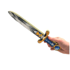 Blue hilt and yellow blade of the Liontouch Mini Lion Sword, designed for pretend professions and role playing.