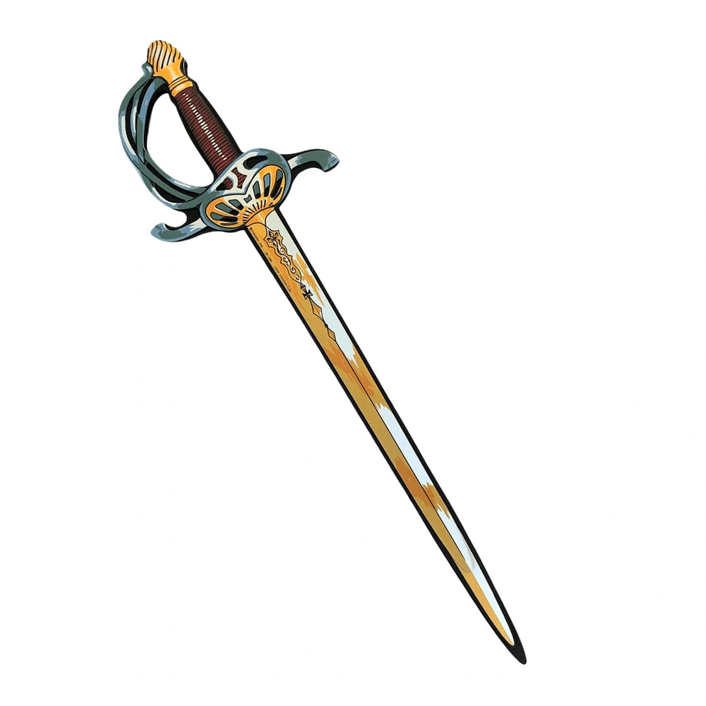 Musketeer sword with a gold-colored metal handle and a silver-colored metal blade, centered in a product display.