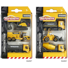 Majorette - Volvo Construction Assortment 3 Pcs Pack Play Vehicles