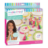 Neo-Brite Chains and Charms arts and crafts kit in vibrant colors, featuring bracelets and a necklace, ideal for children.