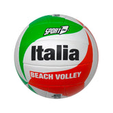 Mandelli Italy tricolor beach volleyball with textured synthetic surface, featuring red, green, and white panels and "ITALIA