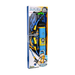 Mandelli Junior Bow Set packaging features a glossy blue cardboard design with white text highlighting "ARCHERY" and "SPORT S