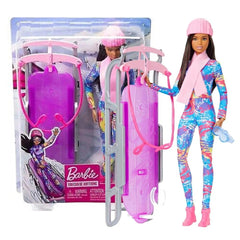 Mattel - Barbie Winter Sports Doll on Sleigh - Dolls Playsets Toy Figures