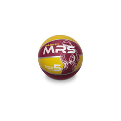 Mondo Basketball-Dream-Team-Size-5 features a yellow and red matte ball with glossy printed text "BASKET MRS 5" in white and