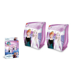 Mondo Disney Frozen inflatable arms beach sand toys in purple packaging with snowflakes and printed graphics.