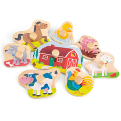 New Classic Toys - Steckpuzzle - 8 Teile - Bauernhof - Spielzeug für Babys