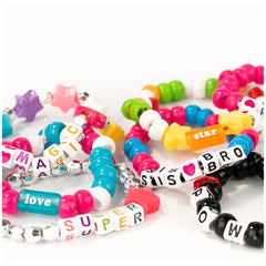 Beads ABC Pcs 1500 set featuring glossy and matte plastic beads with metal connectors and white lettering.