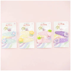 Nice Bubbles 2 Pcs Hair Clip Set in glossy pink packaging with colorful designs and "Precious" text, featuring a glittery hea