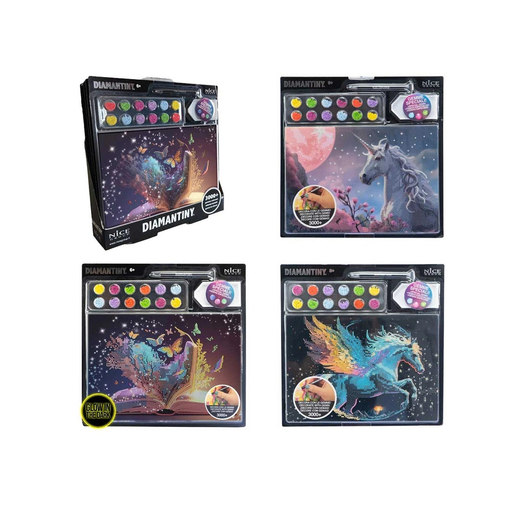 Diamantiny Artist Level Up painting kit in matte cardboard packaging with a glossy plastic window and printed text details.