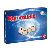 Rummikub Classic German Edition board game packaging features deep blue background, red logo, and white text with a smiling f