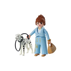 Playmobil My-Life-Manager toy set features a Dalmatian dog figure and a person in a blue outfit holding a brown handbag and l