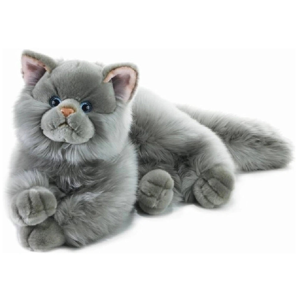 Gray Persian cat stuffed animal from Plush & Co, 40 cm, featuring a soft and cuddly design in a close-up view.