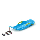 Blue plastic Race S sledge with black rope, centered in the frame, designed for outdoor play equipment.