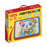 Quercetti FantaColor Tab arts and crafts packaging features a glossy yellow background, red handle, and colorful coloring boo