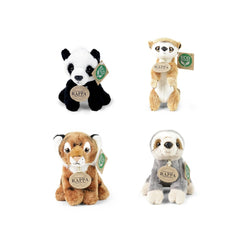 Rappa plush animals assortment includes four eco-friendly stuffed animals in various colors with tags featuring a green leaf