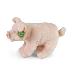 Rappa plush domestic pig, 20cm, soft pink material with a green and white tag, featuring one eye, ear, tail, and hoof.