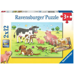 Ravensburger - Gelukkige Dierenfamilies - 2x12 Stukken - Puzzels