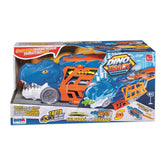 RS Toys Dino Track Play Set features a glossy cardboard packaging with colorful text and a toy car with blue body and vibrant