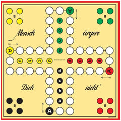 Schmidt Spiele's "Don't get angry" board game features a colorful grid with German letters and Arabic numbers.