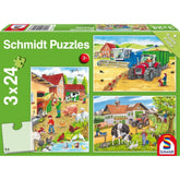 SCHMIDT SPIELE - Auf dem Bauernhof 3x24 Teile Kinderpuzzles - Puzzles