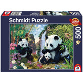 SCHMIDT SPIELE - Panda Familie am Wasserfall 500 Teile Erwachsenenpuzzle - Puzzles