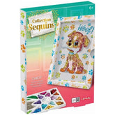 the craft kit features a colorful cartoon dog with a bone, appealing to children with its playful design and vibrant colors.