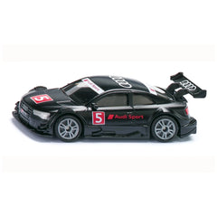 Siku Audi RS5 Racing model car in black with red and white accents, featuring detailed components and a glossy finish.