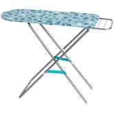 Theo Klein ironing board features a blue fabric surface and a silver metal frame in an open position.
