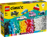 LEGO Classic Creative Vehicles, Colourful Model Cars Kit featuring a Police Car Toy, Ice-Cream Truck, Limo, Van & More, Bricks Building Toys for Kids, Boys and Girls Aged 5 Plus with 52 Wheels 11036