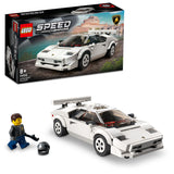 LEGO 76908 Speed Champions Lamborghini Countach, Race Car Toy Model Replica, Collectible Building Set with Racing Driver Minifigure