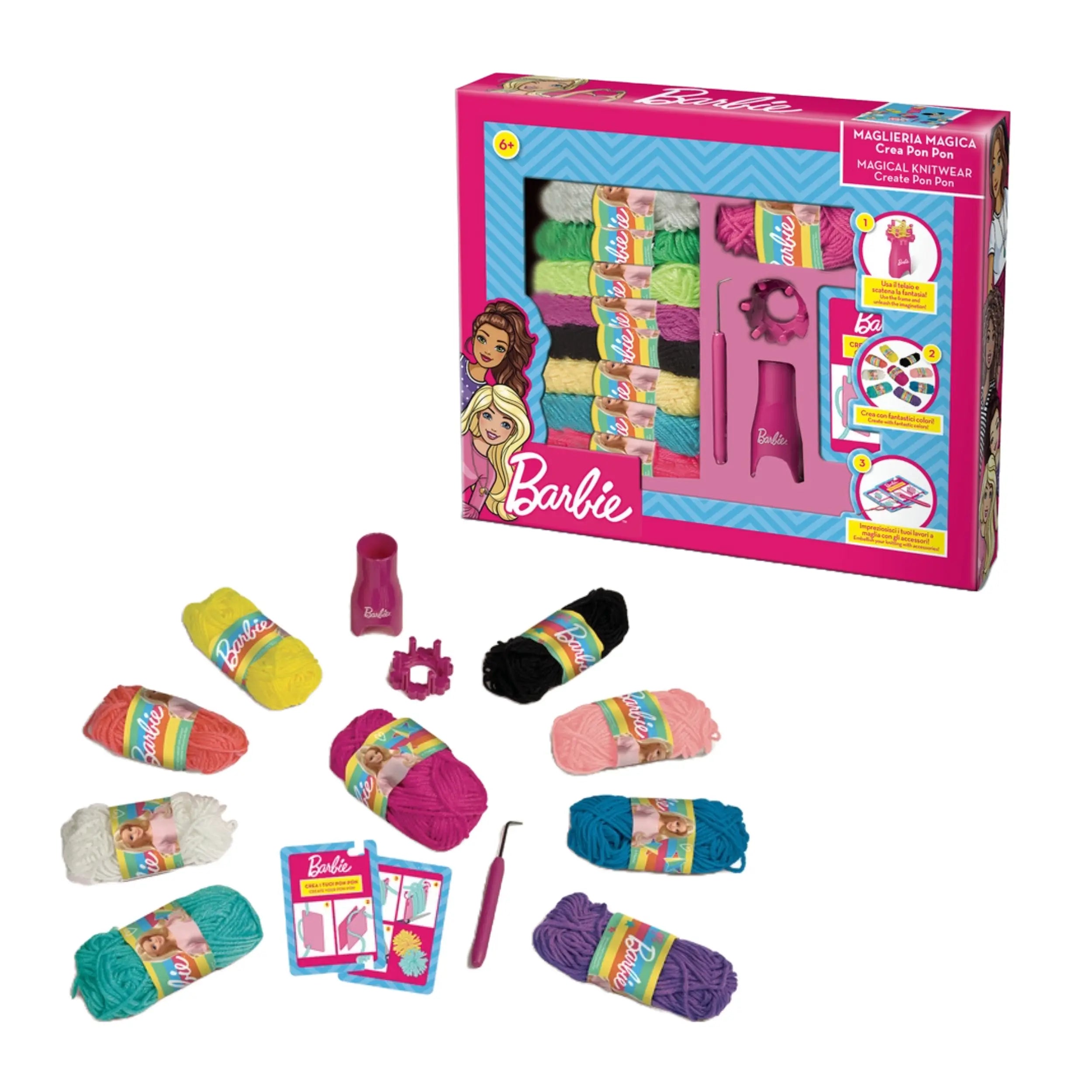 Grandi Giochi - Barbie Knitwear Magic Create Pom Poms