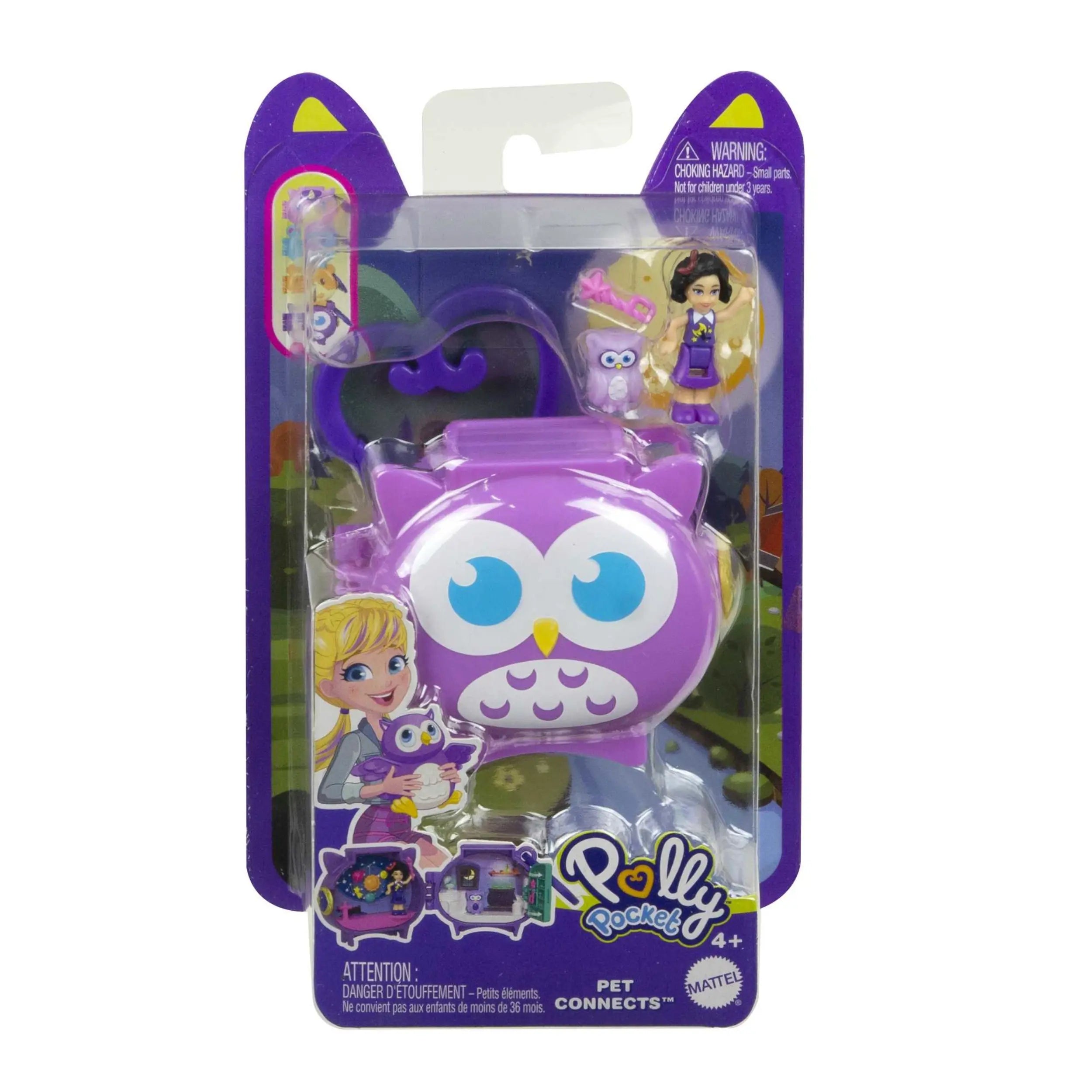 Mattel - Polly Pocket Pet Connects Stackable Owl Compact Playset HHW32