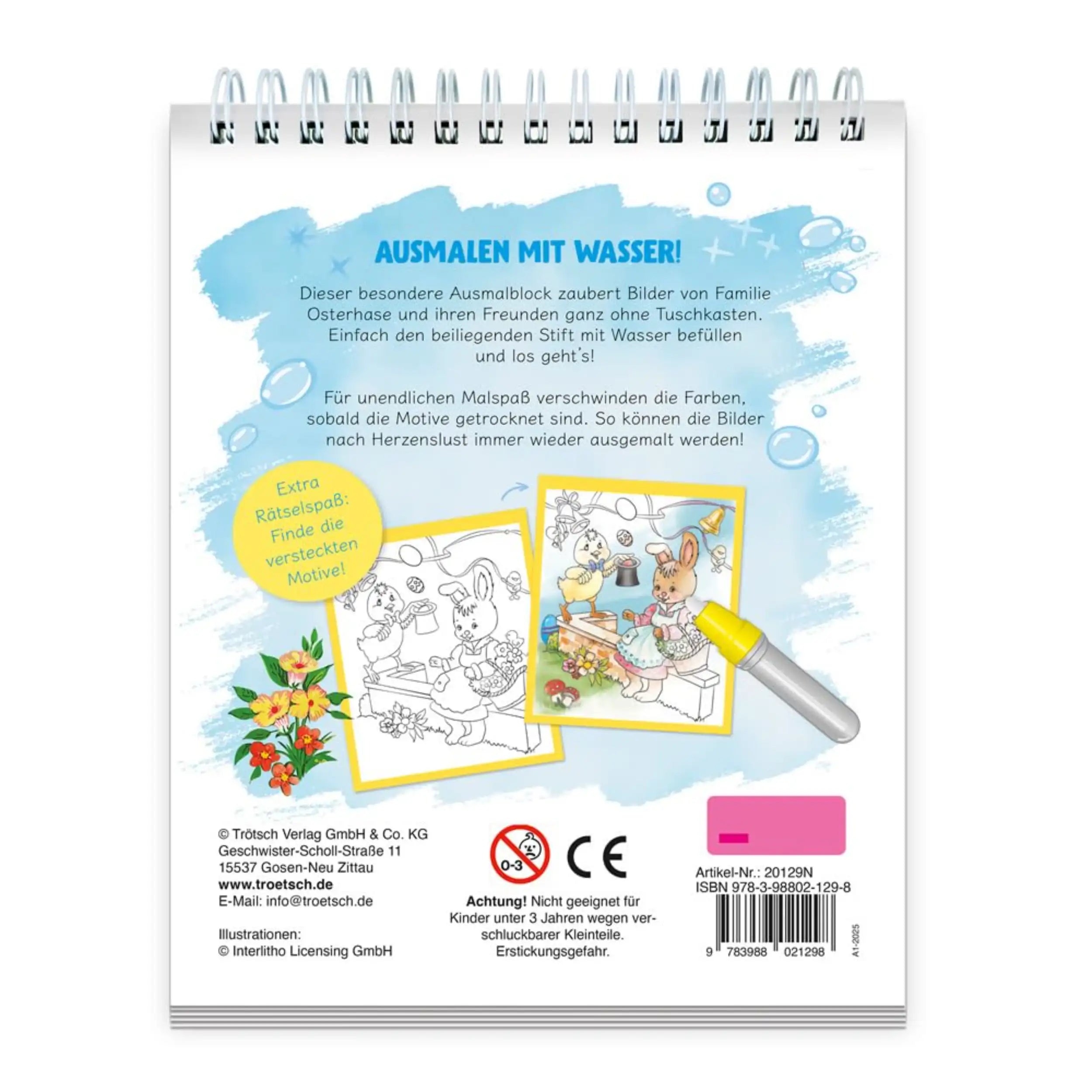 TROTSCH Easter Watercolour Fun Arts & Crafts booklet cover features a colorful illustration of a rabbit, bird, and flower.