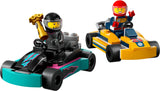 LEGO City Go-Karts and Race Drivers, Racing Vehicle Toy Playset for 5 Plus Year Old Boys, Girls and Fans of Race Car Toys with 2 Driver Minifigures, Small Gift for Preschool Kids 60400