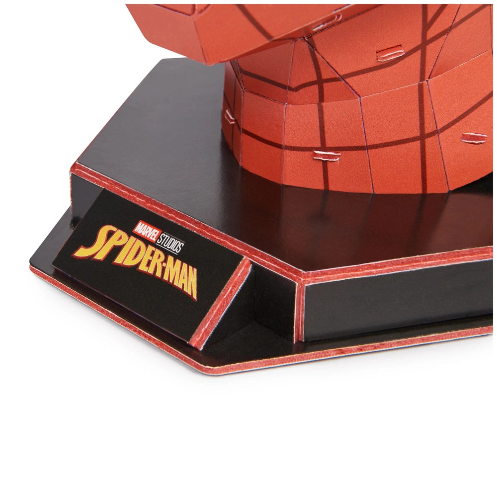 4D Build Marvel Spider-Man 3D puzzle model kit featuring a red top with web pattern and a black smooth base, showcasing Marve