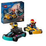 LEGO City Go-Karts and Race Drivers, Racing Vehicle Toy Playset for 5 Plus Year Old Boys, Girls and Fans of Race Car Toys with 2 Driver Minifigures, Small Gift for Preschool Kids 60400