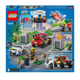 LEGO 60319 City Fire Rescue & Police Chase with Truck, Car and Motorbike Toys for Kids 5 Years Old, Emergency Vehicles Rescue Set