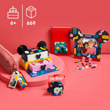 LEGO 41964 DOTS Disney Mickey & Minnie Mouse Back-to-School Project Box, 6in1 Crafts Set with Bag Tags, Sticker Patch and Desk Tidy, Accessories for Kids