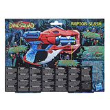 HASBRO - Nerf DinoSquad Raptor-Slash Dart Blaster, 6-Dart Rotating Drum, Slam Fire, 6 Nerf Darts, Velociraptor Dinosaur Design Multicolor