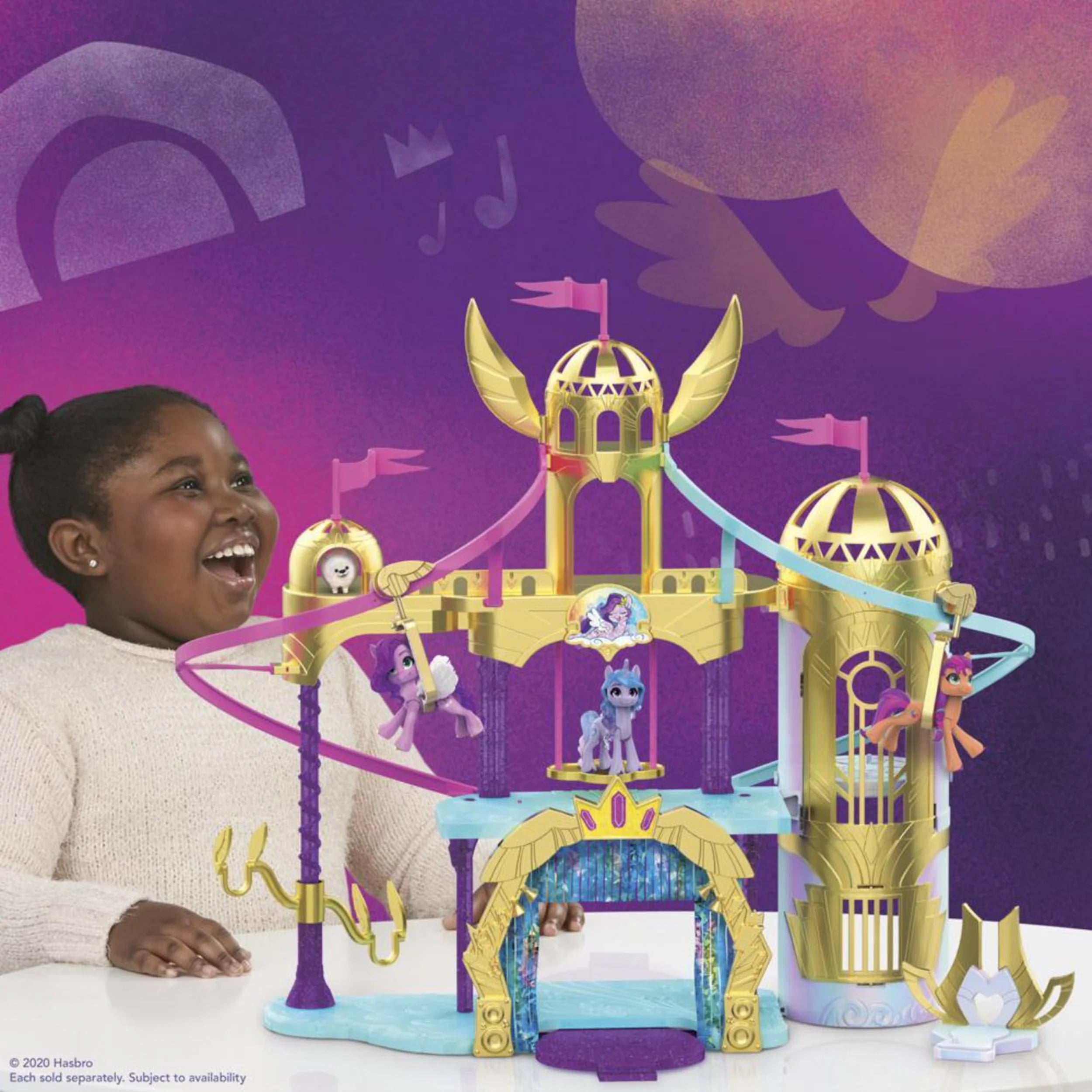 HASBRO - My Little Pony: A New Generation Movie Royal Racing Ziplines - 22-Inch Castle Playset with Ziplines, Princess Petals Toy - Mod: HSBF21565L0