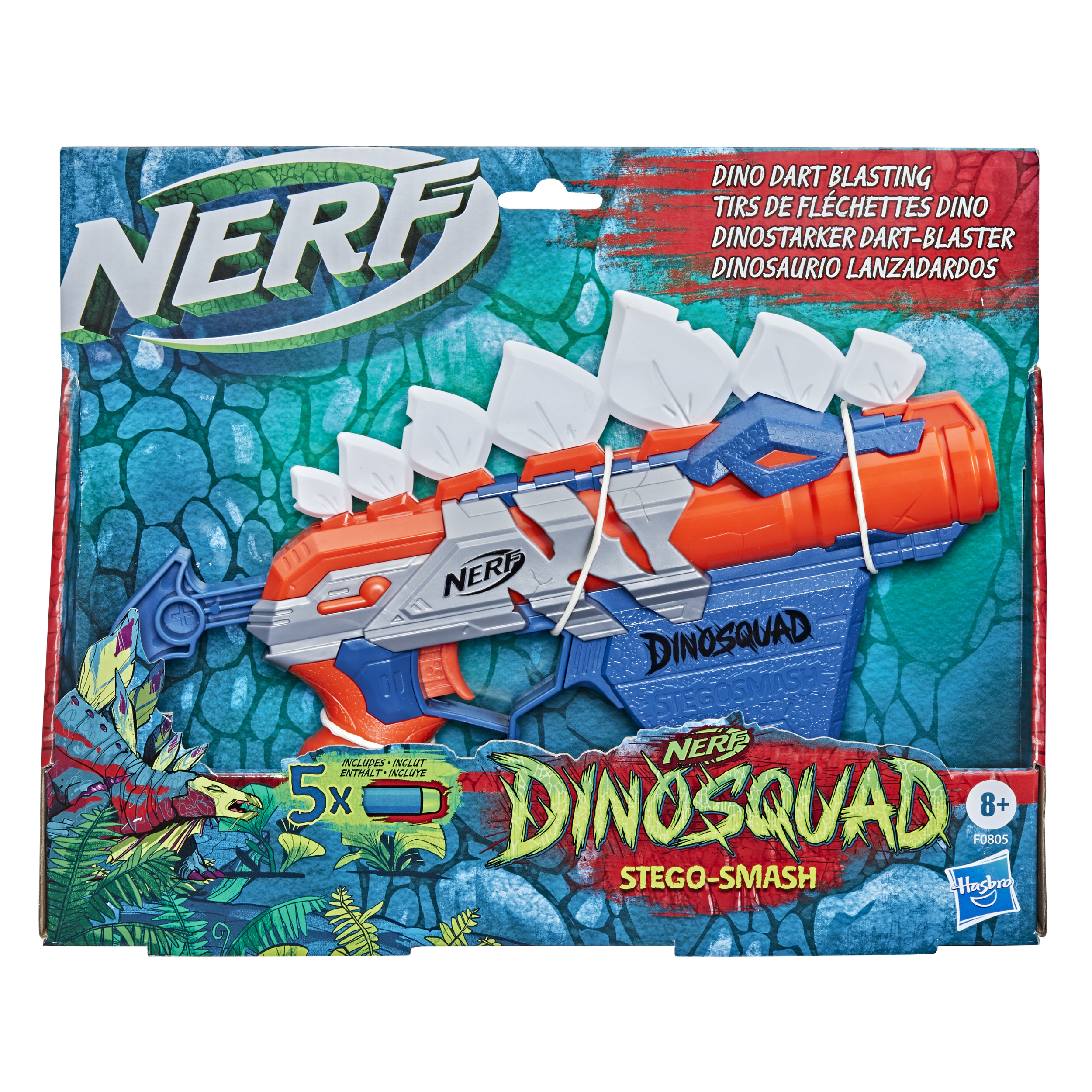 NERF DinoSquad Stegosmash Dart Blaster, 4-Dart Storage, 5 Official Nerf Darts, Dinosaur Design, Stegosaurus Spikes - Mod: HSBF0805EU4