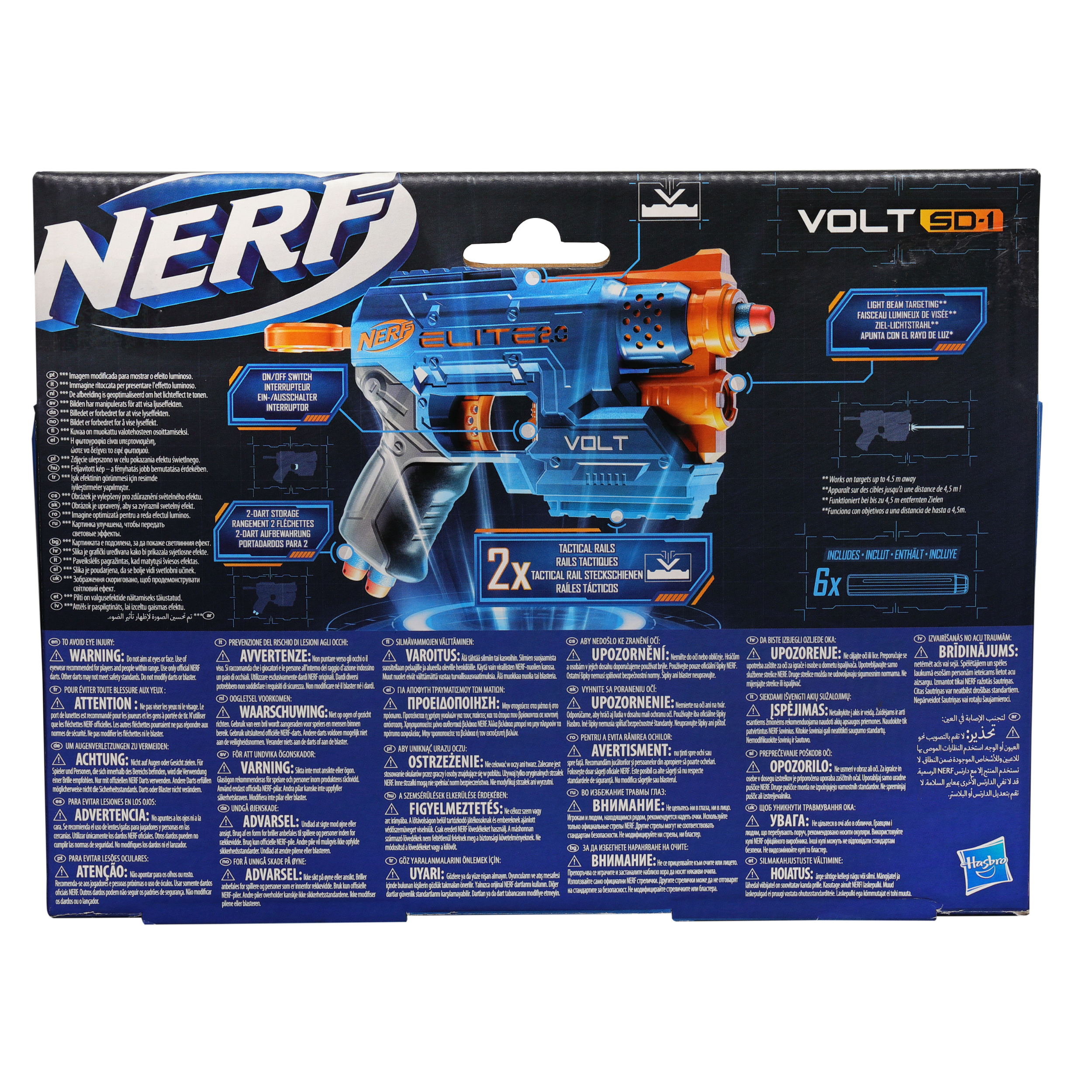 NERF Elite 2.0 Volt SD-1 Blaster -- 6 Official Nerf Darts, Light Beam Targeting, 2-Dart Storage, 2 Tactical Rails - Mod: HSBE9952EU4