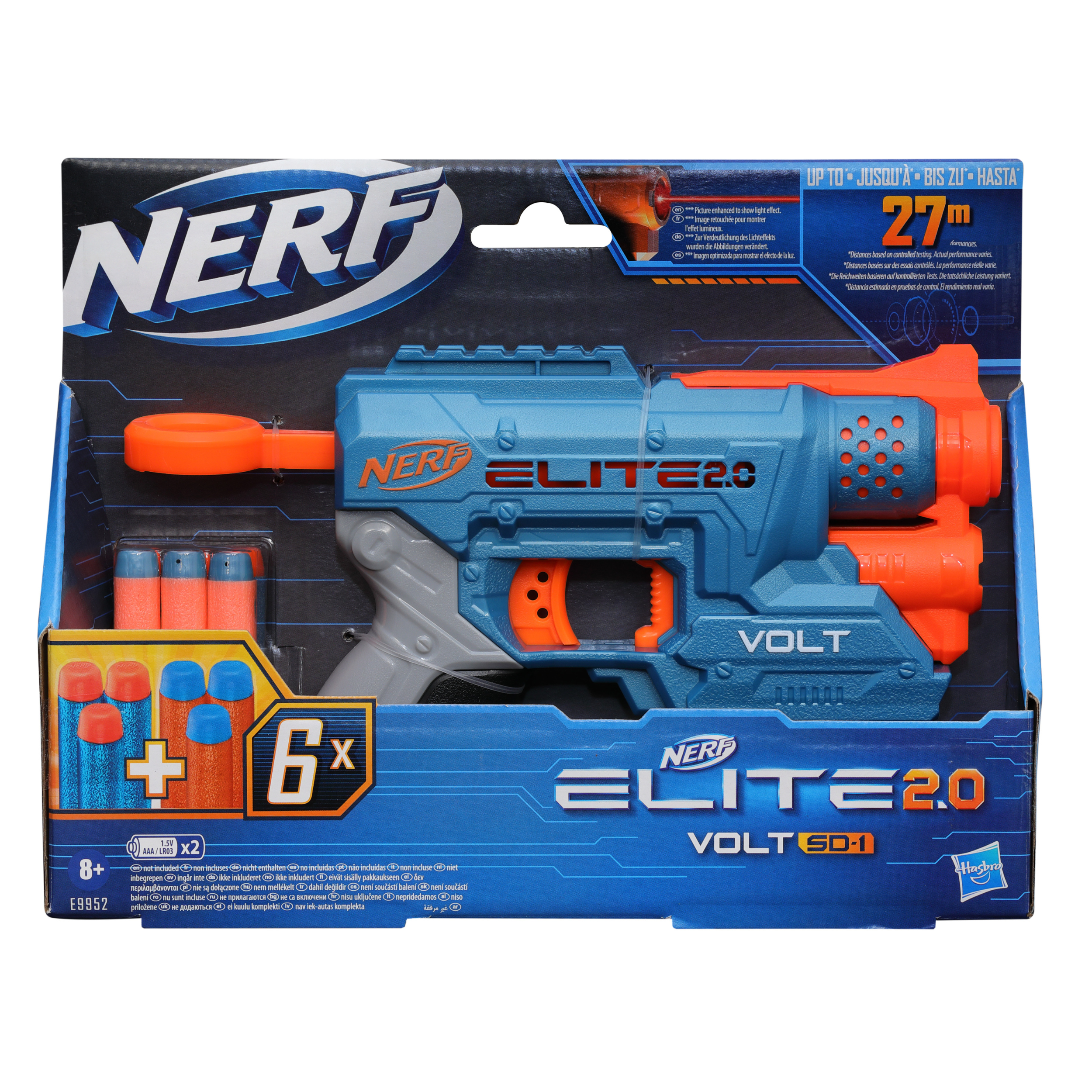 NERF Elite 2.0 Volt SD-1 Blaster -- 6 Official Nerf Darts, Light Beam Targeting, 2-Dart Storage, 2 Tactical Rails - Mod: HSBE9952EU4